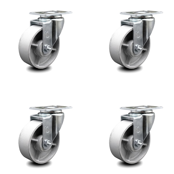 4 Inch Semi Steel Wheel Swivel Top Plate Caster Set